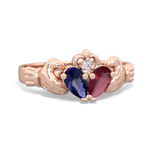 Lab Sapphire Lab Created Sapphire with Genuine Ruby Claddagh ring Ring