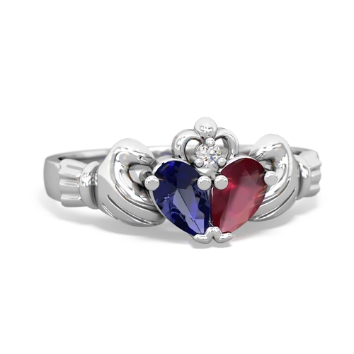 lab sapphire-ruby claddagh ring