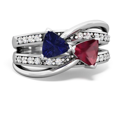 Lab Sapphire Lab Created Sapphire with Genuine Ruby Bowtie ring Ring