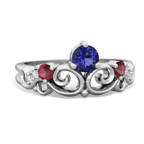 Lab Sapphire Lab Created Sapphire with Genuine Ruby and  Crown Keepsake ring Ring