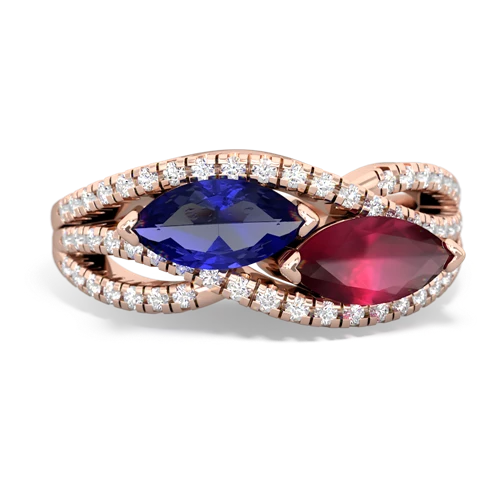 Lab Sapphire Lab Created Sapphire with Genuine Ruby Diamond Rivers ring Ring