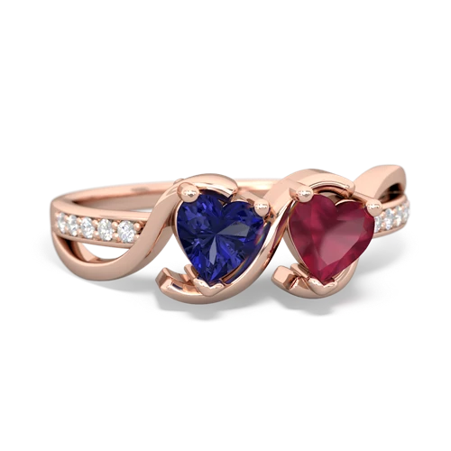 Lab Sapphire Lab Created Sapphire with Genuine Ruby Side by Side ring Ring