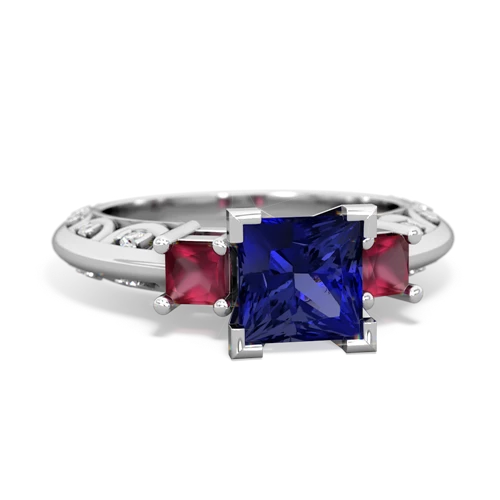 Lab Sapphire Lab Created Sapphire with Genuine Ruby and Genuine Aquamarine Art Deco ring Ring
