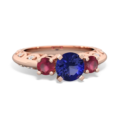 Lab Sapphire Lab Created Sapphire with Genuine Ruby Art Deco ring Ring