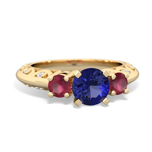 Lab Sapphire Lab Created Sapphire with Genuine Ruby Art Deco ring Ring
