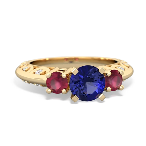 lab sapphire-ruby engagement ring