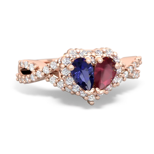 lab sapphire-ruby engagement ring