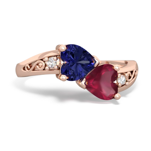 lab sapphire-ruby filligree ring