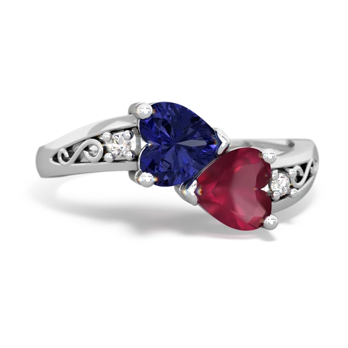 lab sapphire-ruby filligree ring