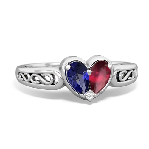 lab sapphire-ruby filligree ring