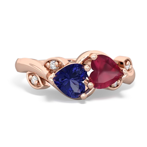lab sapphire-ruby floral keepsake ring