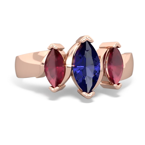 Lab Sapphire Lab Created Sapphire with Genuine Ruby and  Three Peeks ring Ring