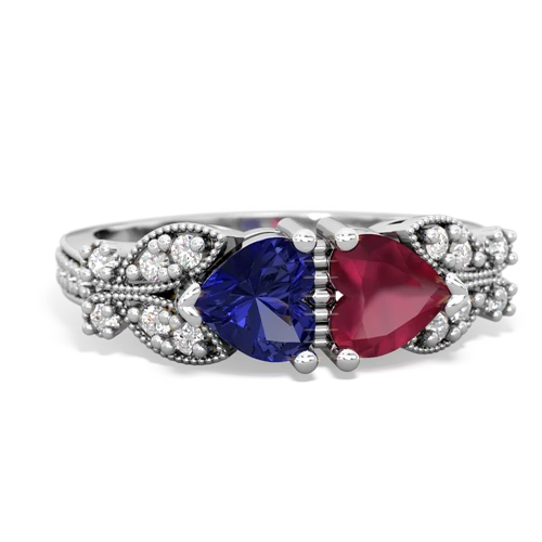 Lab Sapphire Lab Created Sapphire with Genuine Ruby Diamond Butterflies ring Ring