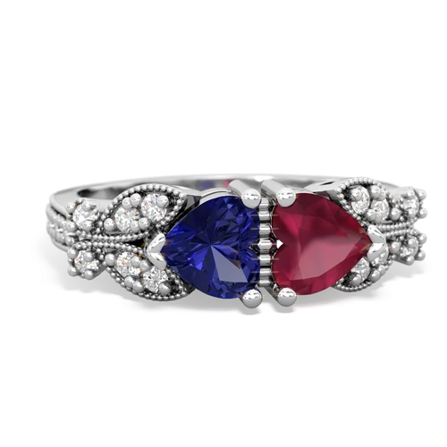 lab sapphire-ruby keepsake butterfly ring