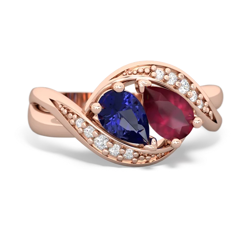 Lab Sapphire Lab Created Sapphire with Genuine Ruby Summer Winds ring Ring