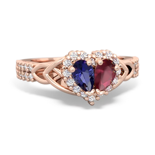 Lab Sapphire Lab Created Sapphire with Genuine Ruby Celtic Knot Engagement ring Ring