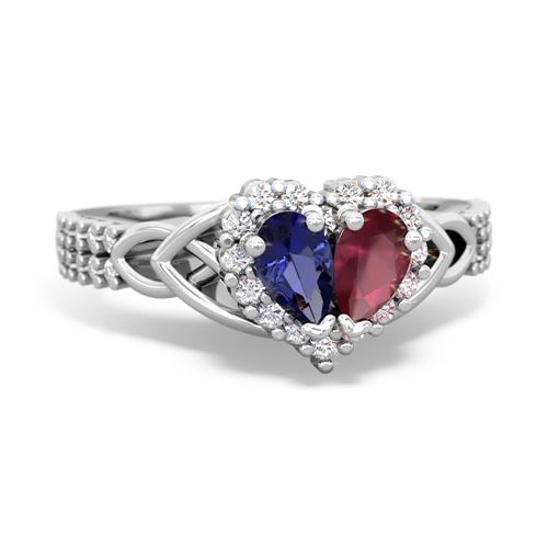 lab sapphire-ruby keepsake engagement ring