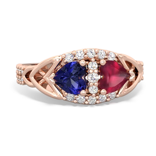 Lab Sapphire Lab Created Sapphire with Genuine Ruby Celtic Knot Engagement ring Ring