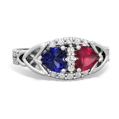 Lab Sapphire Lab Created Sapphire with Genuine Ruby Celtic Knot Engagement ring Ring