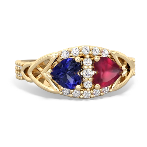 lab sapphire-ruby keepsake engagement ring