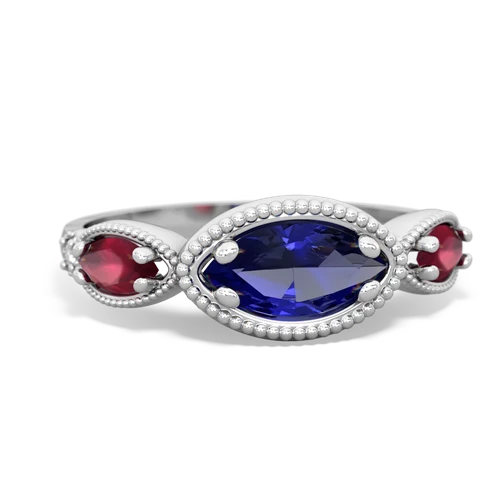 lab sapphire-ruby milgrain marquise ring