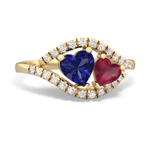 lab sapphire-ruby mother child ring