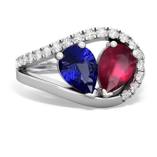 lab sapphire-ruby pave heart ring