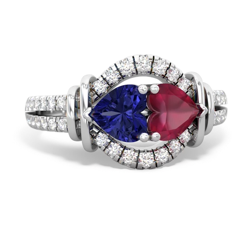 lab sapphire-ruby pave keepsake ring