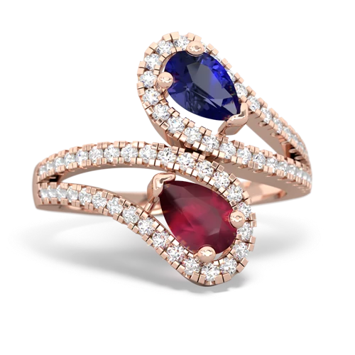 Lab Sapphire Lab Created Sapphire with Genuine Ruby Diamond Dazzler ring Ring