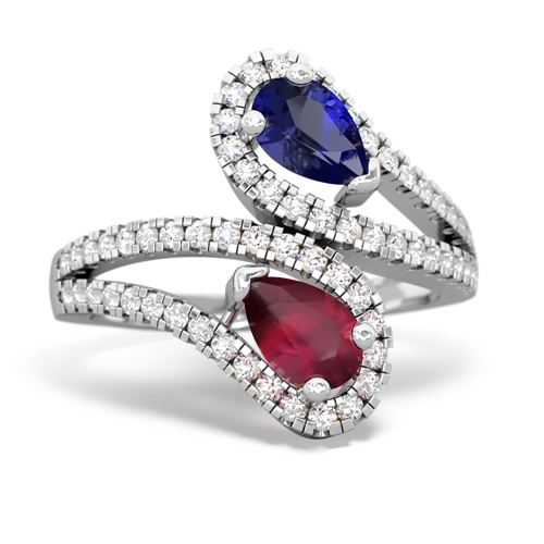 lab sapphire-ruby pave swirls ring