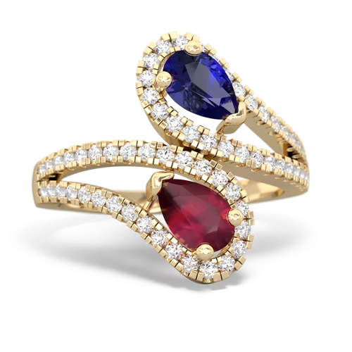 lab sapphire-ruby pave swirls ring