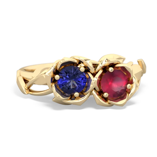 Lab Sapphire Lab Created Sapphire with Genuine Ruby Rose Garden ring Ring