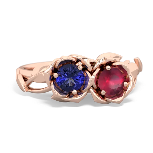 lab sapphire-ruby roses ring