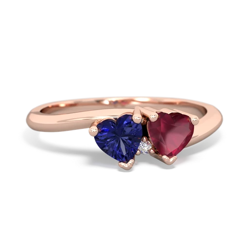 Lab Sapphire Lab Created Sapphire with Genuine Ruby Sweetheart's Promise ring Ring