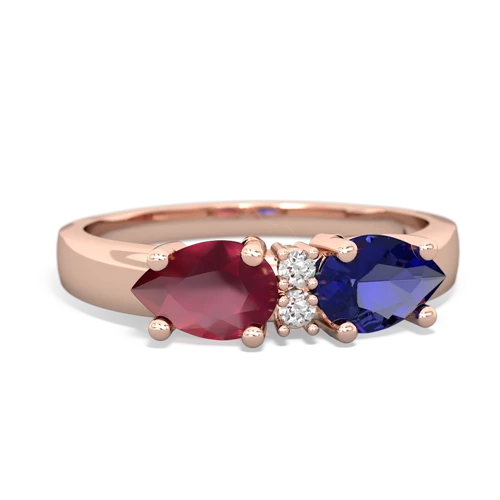 Lab Sapphire Lab Created Sapphire with Genuine Ruby Pear Bowtie ring Ring