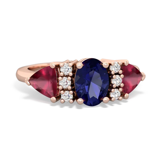 Lab Sapphire Lab Created Sapphire with Genuine Ruby and Genuine Ruby Antique Style Three Stone ring Ring