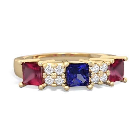 Lab Sapphire Lab Created Sapphire with Genuine Ruby and  Three Stone ring Ring