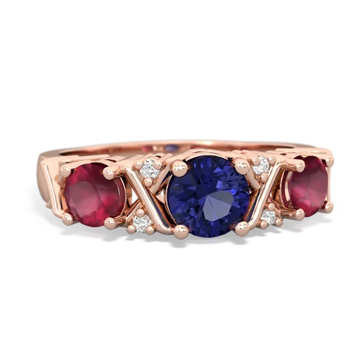 Lab Sapphire Lab Created Sapphire with Genuine Ruby and  Hugs and Kisses ring Ring