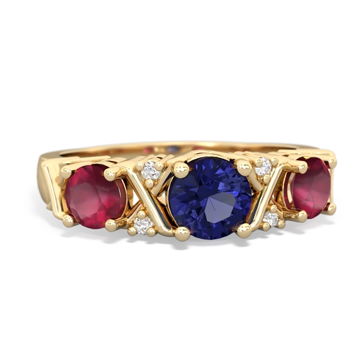 Lab Sapphire Lab Created Sapphire with Genuine Ruby and Genuine Fire Opal Hugs and Kisses ring Ring