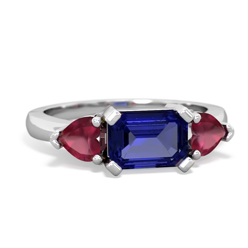 Lab Sapphire Lab Created Sapphire with Genuine Ruby and Genuine Pink Tourmaline Three Stone ring Ring