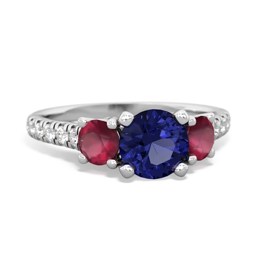 Lab Sapphire Lab Created Sapphire with Genuine Ruby and Genuine Ruby Pave Trellis ring Ring