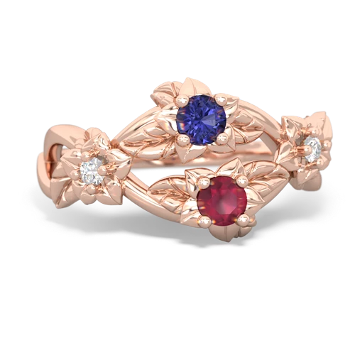 Lab Sapphire Lab Created Sapphire with Genuine Ruby Sparkling Bouquet ring Ring