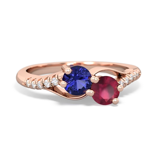 Lab Sapphire Lab Created Sapphire with Genuine Ruby Two Stone Infinity ring Ring