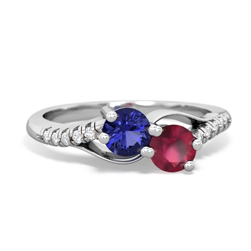 lab sapphire-ruby two stone infinity ring