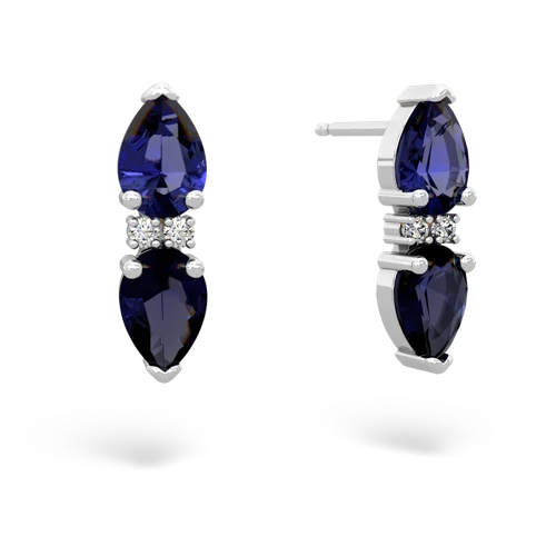 lab sapphire-sapphire bowtie earrings