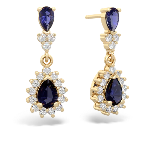 Lab Sapphire Lab Created Sapphire with Genuine Sapphire Halo Pear Dangle earrings Earrings