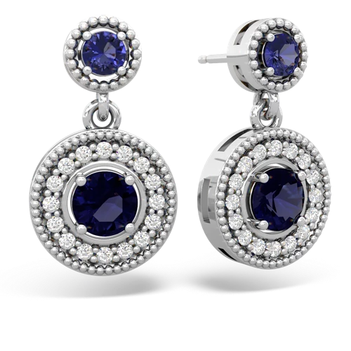 lab sapphire-sapphire halo earrings