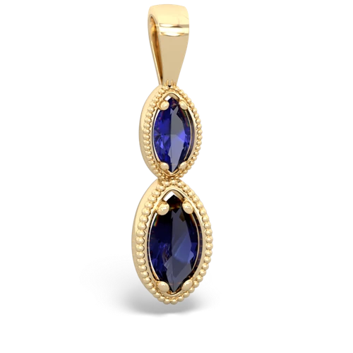 Lab Sapphire Lab Created Sapphire with Genuine Sapphire Antique-style Halo pendant Pendant