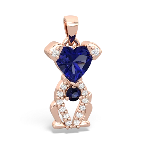 Lab Sapphire Lab Created Sapphire with Genuine Sapphire Puppy Love pendant Pendant