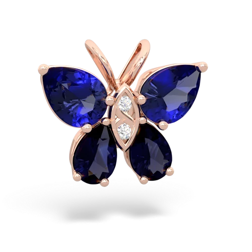 lab sapphire-sapphire butterfly pendant